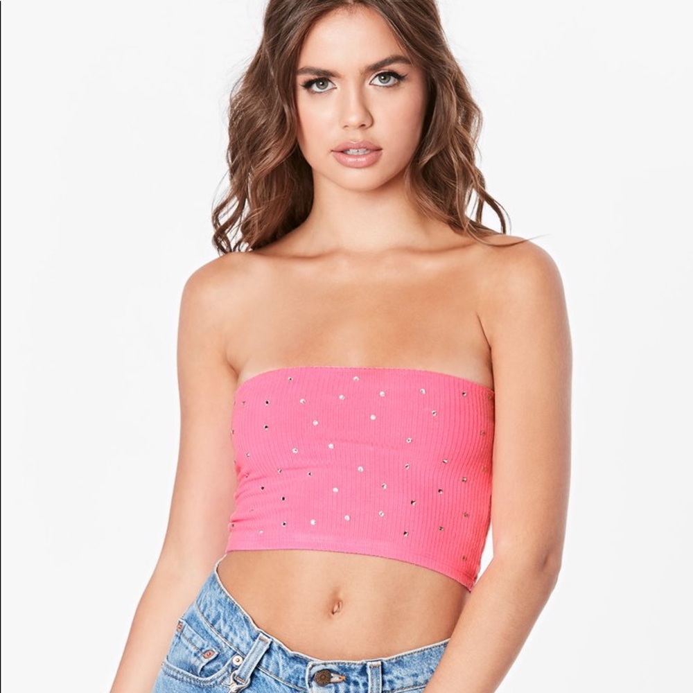 LF pink rhinestone tube top